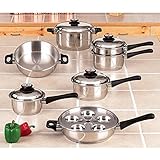 Maxam KT17 17-Piece 9-Element Surgical-Stainless-Steel Waterless Cookware Set