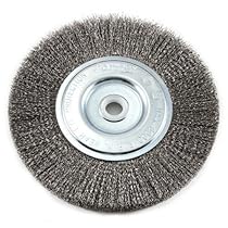 Forney 72747 Wire Bench Wheel Brush, Fine Crimped with 1/2-Inch and 5/8-Inch Arbor, 6-Inch-by-.008-Inch
