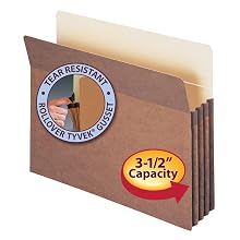Smead Pockets, Letter Size, Straight Cut, 3-1/2 Inch Expansion, Rollover Tyvek at Top-reinforced Sides, Redrope, 50 Per Carton (73805)