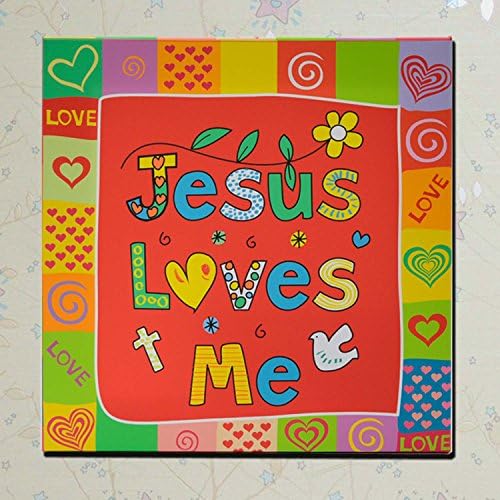 Religious Canvas Children's wall plaques with Bible verse (Jesus Loves me)