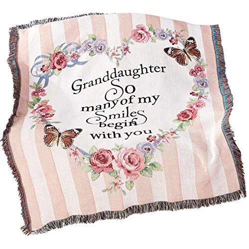 Granddaughter Smile Floral Tapestry Throw