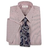 Paul Fredrick Non-Iron Cotton Bengal Stripe Short Sleeve Dress Shirt