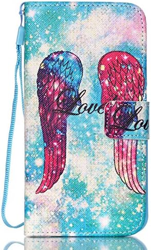 Galaxy S6 Case, Galaxy S6 Wallet Case, [Wrist Strap Series] Art Painting PU Leather Wallet Case with STAND Flip Cover for Samsung Galaxy S6 (Angel Wings)