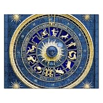 Jigsaw Puzzle Rectangular of Blue Marble Zodiac Signs and Symbols