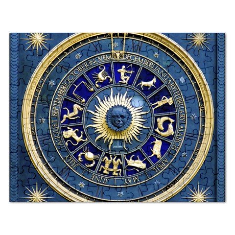 Jigsaw Puzzle Rectangular of Blue Marble Zodiac Signs and Symbols