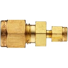 Parker A-Lok 6RU1-B Brass Compression Tube Fitting, Reducing Union, Tube OD x Tube OD