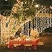 Nofonda 300led Window Curtain Icicle Lights String Fairy Light Wedding Party Home Garden Decorations 3m*3m (Warm White)