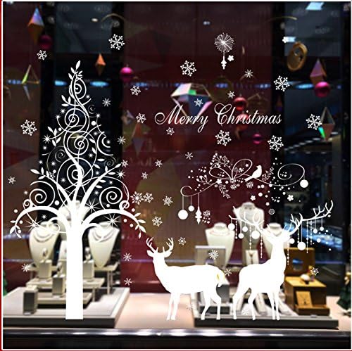 Linkspe Christmas Decoration Shop Home Window Stickes DIY Snowflake Window and White Christmas Tree for Home Window .Christmas Decorations(35x 23inch)