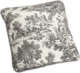 Victoria Park Toile Logan Gingham Check Reversible Toss Pillow, Black