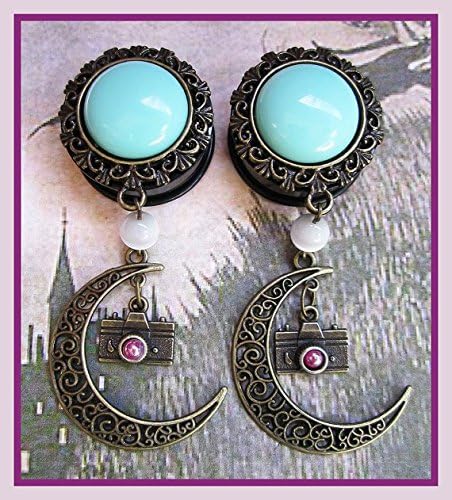 Perfect Night Scene EAR PLUGS Dangle Earrings Gauge Sizes 7/16, 1/2, 9/16, 5/8, 11/16, 7/8, 1, 1 1/16" aka 12, 14, 16, 18, 22, 25, 28mm
