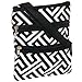 Womens Greek Key Crossbody Swingpack Bag (Black & White)