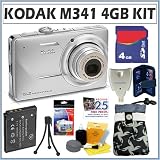 Kodak Easyshare M341 12.2MP Digital Camera in Silver + 4GB Deluxe Accessory Kit