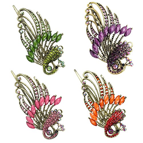 Leegoal(TM) Lovely Retro Vintage Crystal Butterfly Hair Clips and Peacock Style Hair Pins