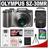 Olympus SZ-30MR 24x Zoom 3D Still Digital Camera (Silver) with 8GB Card + B ....