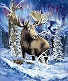 New Signature Collection Queen Size 'Alaska Moose' Royal Plush Blanket