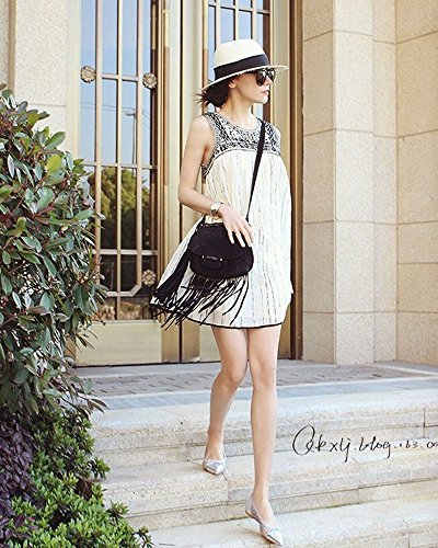 [Kapua] ボヘミアン 刺繍 ノースリーブ 背中開き ワンピース レディース