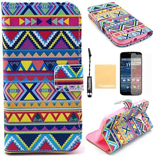 Moto X Case, Focusonbox(TM)PU Leather Protective Flip Folio Slim Fit Wallet Purse Stand Case Cover for Motorola Moto X (1st Generation), with Screen Protector, Stylus and Cleaning Cloth YB2