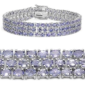 22.30 Carat Genuine Tanzanite Silver Bracelet by