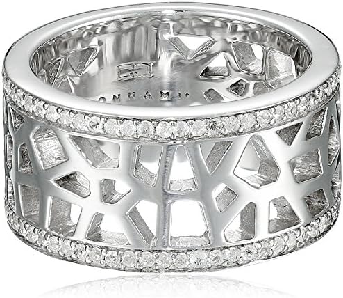 Ron Hami "Lace" Sterling Silver White Topaz Carved Band Ring, Size 7