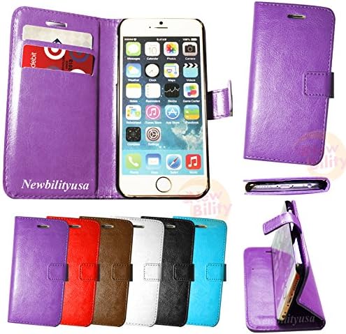 Newbilityusa for Apple Iphone 6 4.7" Screen Leather Flip Card Wallet Standing Case Cover (purple)