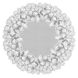 Heritage Lace Woodland 48-Inch Round Table Topper, White