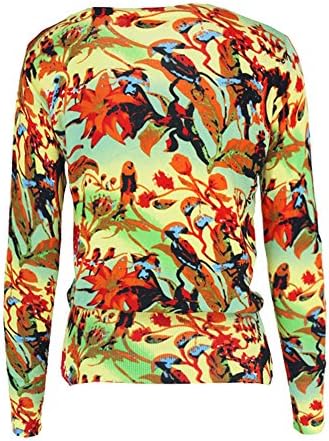Womens Spring Autumn Printing Cotton Cardigan Swearter One Size