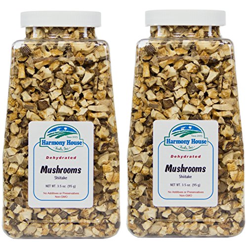 Harmony House Foods, Dried Mushrooms, Shiitake (4 Ounce Quart Size Jar) - Set of 2