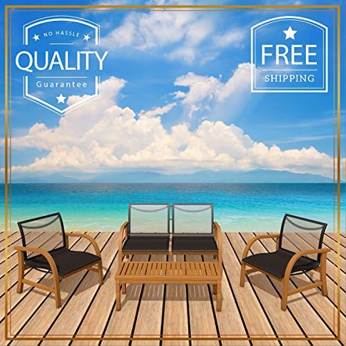 Mafrelia Luxurious 4 piece Patio Set Outdoor Garden Lawn or Poolside Furniture Eucalyptus - Great for dining with Friends or bringing the family together.