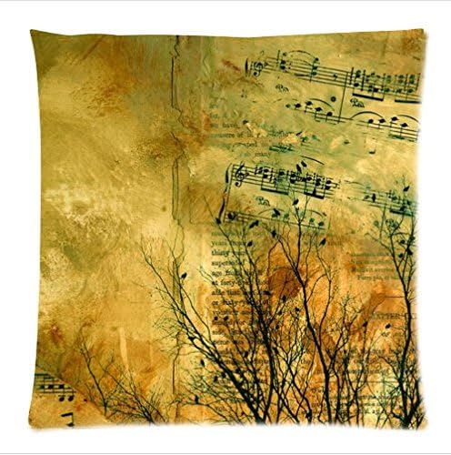 Personalized funny music notes pattern soft Satin bolster case pillowcase,Zipper pillow cases 18"(W)x18"(L)one side