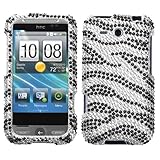 Rhinestones Protector Case for HTC Freestyle, Zebra Stripes Full Diamond