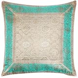 ShalinCraft Pillow Covers Decor Crafts India Gift Silk Fabric 16x16 inches (bcbr277)