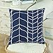 CaliTime Canvas Throw Pillow Cover Case for Couch Sofa Home Decoration Modern Chevron Stem Panels Geometric 18 X 18 Inches Navy Blue