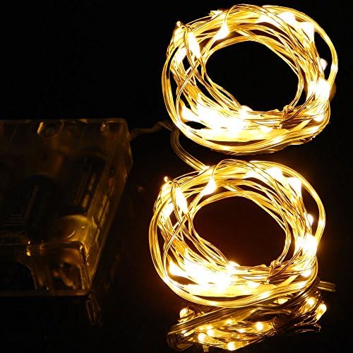 [2 Pcs] LED String Lights, Battery Operated Lights, Super Bright Warm White Wire Rope Lights 3AA/1.5v 50LEDs For Indoor or Outdoor Decorative Christmas Lights, Holiday Wedding Parties Fairy Lights