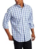 Nautica Mens Long Sleeve Blue Open Plaid Shirt
