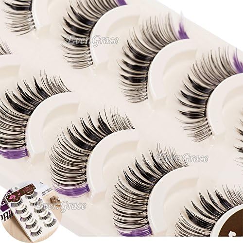 Rabbit Hairs 5 Pairs Black Purple Fashion Makeup Fasle Eyelashes Natural Long