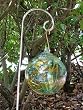 Gold, Blue and White Hand-blown Glass Sun Catcher Gazing Globe with Shepherds Hook (6 inch)