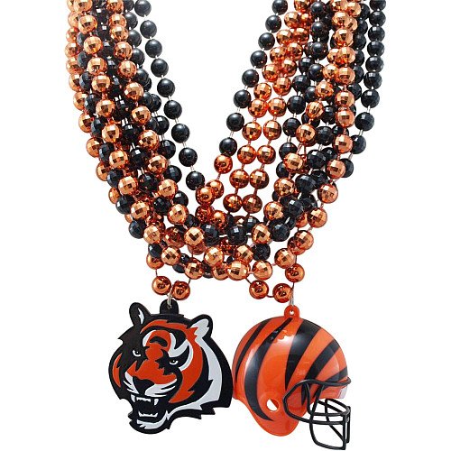 NFL Cincinnati Bengals Team Medallion, Mini-Helmet and Mardi-Gras Bead Set