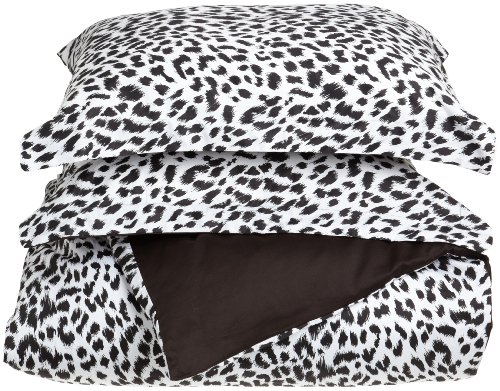Regal Collection 300 Thread-Count Cheetah Print King 3-Piece Duvet Set, Black/White