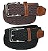 CTM® Mens Big & Tall Elastic Braided Belt with Silver Buckle and Tan Tabs