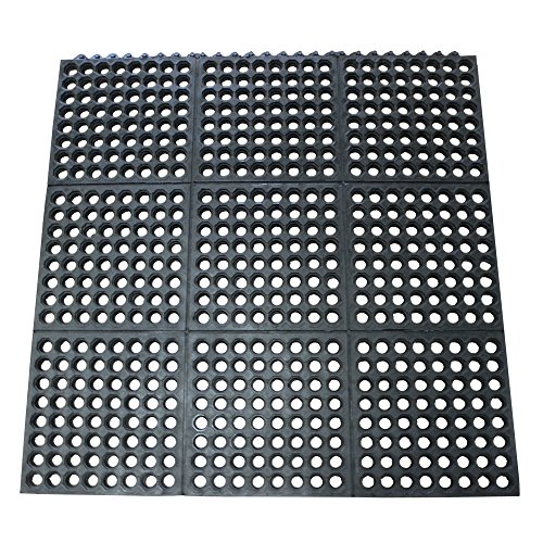 Drain Hole Mat Rubber 36" X 36" Interlock Non Slip Heavy Duty Easy Wash