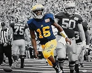 Autographed Denard Robinson Photograph - 16x20 B W & Color Running W - JSA Certified - Autographed NFL Photos