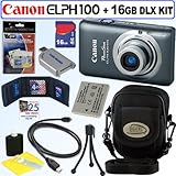 Canon PowerShot ELPH 100 HS 12.1 MP CMOS Digital Camera (Grey) + 16GB Delux ....