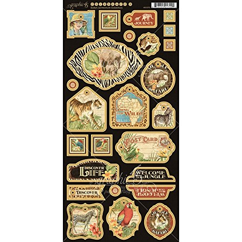 Graphic 45 4501372 Safari Adventure Decorative Chipboard