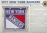 NHL 1977 New York Rangers Official Patch on Team History Card