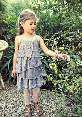 Chloe Distressed Tiered Dress in Ash