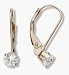 April 10 Karat Yellow Gold 4mm Cubic Zirconia Leverback Gem Earrings