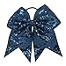 CN 4pcs 7 Inches Large Sequined Cheer Hair bow, Handmade Ponytail Holder Elastic Band Cheerleader Bows for Teen Girls College Sports Hair Accessories