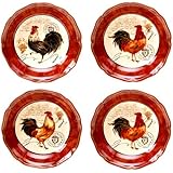 Certified International Tuscan Rooster Soup/Cereal Bowls, 8.75-Inch, Assorted Designs, Set of 4