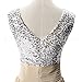 Babyonline® Sexy Lady's Deep V-neck Sequins Top Chiffon Long Prom Dress Ball Gown