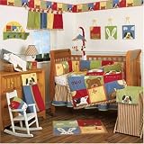 Peek A Boo Friends - Six Piece Crib Set (quilt, bumper, sheet, dust ruffle, diaper stacker, valance)